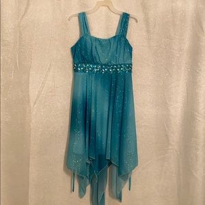 Girls size 12 blue glitter and rhinestone dress
